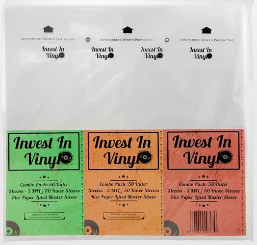 100 LP Sleeves Combo Pack - 50 Outer & 50 Inner Sleeves for 12" Vinyl Records - Protect Your Collection - Invest In Vinyl - Image 1