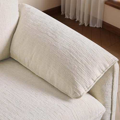 ONBRILL Oversized Accent Chair, 41 Inch Chenille Fabric Armchair, Comfy Single Sofa Chair with Padded Arms, Pocket Spring Cushion, Modern Reading Chair for Living Room, Bedroom, Beige thumbnail 8