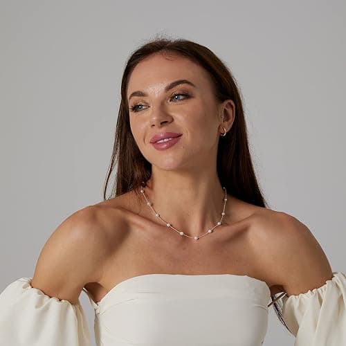 Sewyer Dainty Pearl Pendant Necklaces for Women 14K Gold Plated Handmade Layered Pearl Chain Necklace Delicate Layered Pearl Necklace Everyday Jewelry Gift thumbnail 4