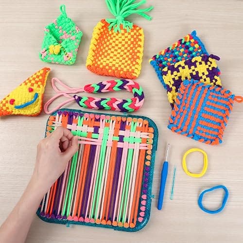 IQKidz Weaving Loom Kit Toys, DIY Arts and Crafts for Kids and Adults, Ideal Gifts for Girls Ages 5 6 7 8-12 13, Easy Potholder Loom Knitting Activity for Beginners, 224 Craft Loops thumbnail 4