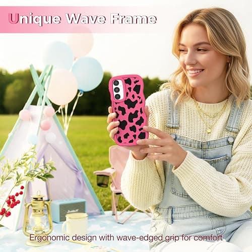CASBST Compatible with Galaxy A15 5G Phone Case for Women Girls, Curly Wavy Frame with Cute Pattern, Aesthetic Slim Soft Silicone TPU Bumper Shockproof Phone Case for Samsung A15 - Cow Spot thumbnail 4