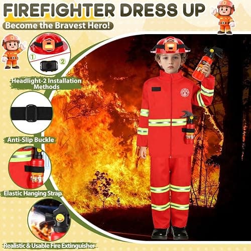 IVENRXIU Kids Dress Up Clothes,4 In 1 Role Play Costumes for kids Ages 3–8 | Includes Police, Doctor,Fireman,Engineer for kids Career Pretend Play Toys For Party,Halloween Christmas Birthday Gifts thumbnail 3
