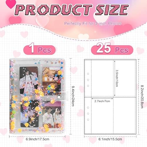 A5 Photocard Binder, Clear K-Pop Korean Pop Photocard Holder Binder Book, 200 Pockets Instax Photo Album for Polaroid Snap Kpop Photocard Holder Book/​Fujifilm Instax Mini photocard album thumbnail 3