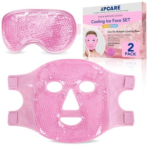 XPCARE Colding Ice Face Mask and Cooling Eye Mask for Puffy Eyes & Migraine Relief Gel Eye Mask Cool Face Ice Masks for Dark Circles Eye Surgery Sleeping Pressure Headaches Skin Care(Pink) - Image 1