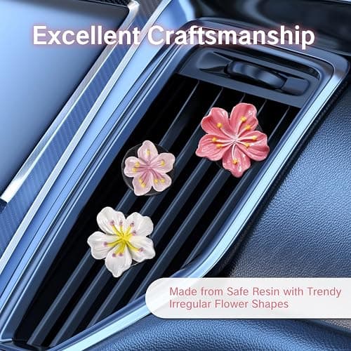 NIIIYTYB 6Pcs Cute Car Air Freshener Vent Clips Flower Air Vent Clips for Fresheners Pink Hawaiian Hibiscus and Cherry Blossom Car Accessories Aesthetic Interior Decor for Women Peach Blossom thumbnail 5