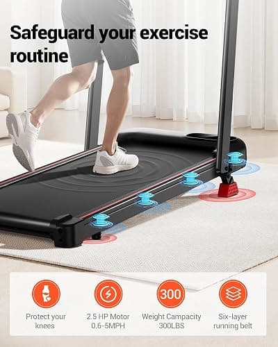 4-in-1 Walking Pad with 15% Incline, Portable Under Desk Treadmill, Foldable Treadmills for Home and Office, 2.5 HP Quiet Walking Pad Treadmill with 300 LBS Capacity thumbnail 4