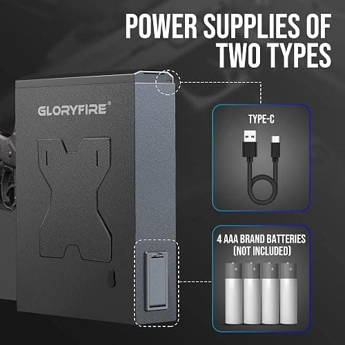 GLORYFIRE Gun Safe Biometric Pistol Safe, Mounted Nightstand Quick Access Handgun Safe and Gun Lock Box for Car, Truck, Desk, Bedside, Wall with Security Fingerprint, Key Access, PIN Code thumbnail 9