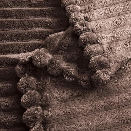 Vessia Flannel Fleece Throw Blanket for Couch,Sofa,Bed, 300GSM Striped Brown Throw Blanket for Adults and Kids, Super Soft Warm Cozy Lightweight Home Decor for All-Season(50x70inch) thumbnail 7