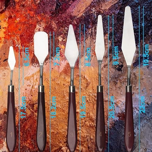 5 Piece Palette knifes Painting Knife Set Supplies for Oil, Acrylic Paint,Cake Decorating,Stainless Steel Pallet Knife Paint Knife Art Spatula for Various Types of Painting,ColorMixing,Smearing thumbnail 3
