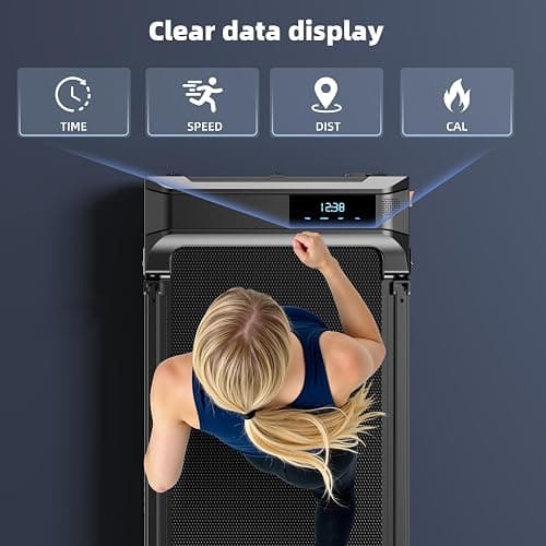 Walking Pad Treadmill for Home - Folding Treadmills with Handle Bar Portable Compact Fold up Indoor Foldable Handles Electric Walk Pads Small Spaces Mini Running Quiet Under Bed Office thumbnail 5