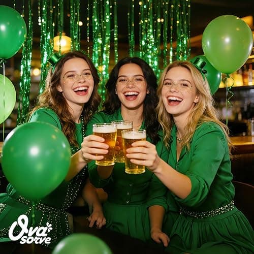 Ovasorve St Patricks Day Accessories Metallic Gold & Green Shamrock Freckles Temporary Tattoos - Shimmer Foil Clover Face Stickers for Women Girls, Waterproof Sparkle Irish Party Makeup (8 Sheets) thumbnail 4