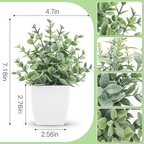 Der Rose 4 Pack Fake Plants Mini Artificial Greenery Potted Plants for Home Decor Indoor Office Table Room Farmhouse Bathroom Decor thumbnail 3