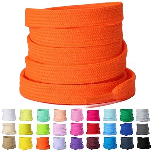 Olukssck 2 Pairs Flat Shoe Laces for Sneakers, 5/16'' Athletic Shoelaces - Image 1