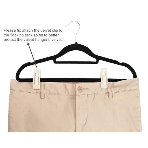 Corodo 20 Stück Samt Kleiderbügel Clips Set, Kleidung Pins Starker Fingergriff Flocked, Kleiderbügel Klammern Beige, perfekt für die Verwendung mit schmalen Samt-Kleiderbügeln - Beige thumbnail 5