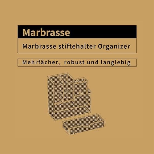Marbrasse Mesh Desk Organiser,Stationary Organiser,Multifunctional Pen Holder,Desktop Storage and Drawer for Home Officee(Black) thumbnail 8