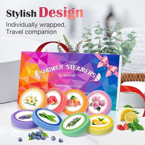 Qivatex Shower Steamers Aromatherapy, Easter Basket Stuffers, Birthday Gifts for Women Teen Girls Wife Mom, Natural Essential Oil SPA Self Care Relaxation Shower Bombs (8 Pack) thumbnail 9
