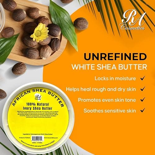 RA COSMETICS 100% Pure Shea Butter, Ivory 16oz | Raw Unrefined African Shea Butter from Ghana | Ultra-Rich Moisturizer for Dry Skin | Whipped Texture | Ideal for DIY Skincare & Haircare Routines thumbnail 3