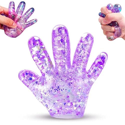 1Pcs Novelty Fake Hand Purple Squishy Fidget Toys Stress Balls for Kids Adults Sugar Ball Fidgets Sensory Toys Party Favors for Kids Squeeze Toy Stress Relief Toy Squeeze Squishy Ball (Purple) - Image 1