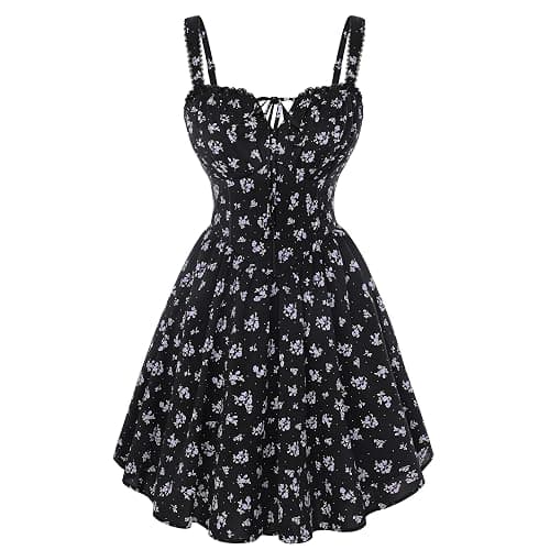 Scarlet Darkness Floral Corset Dress Sundresses for Women 2026 Summer Mini Graduation Dress - Image 1