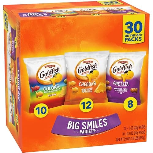 Goldfish Crackers Big Smiles Variety Pack with Cheddar, Colors, and Pretzels, Snack Packs, 30 Ct thumbnail 8