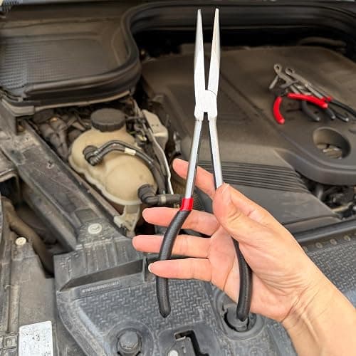 Extra Long Needle Nose Pliers，11 Inches Long Reach Straight Needle Nose Pliers Designed for Mechanics, Technicians, and Contractors| Milled-Jaws | Steel thumbnail 2