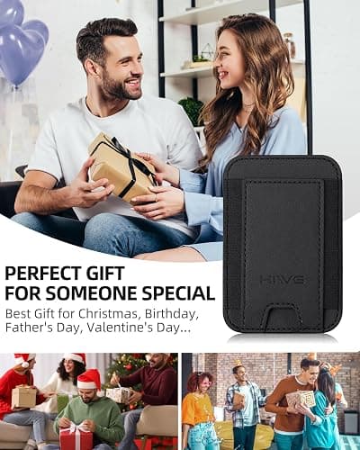 for MagSafe Wallet, Strongest Magnetic Wallet for iPhone 16/15/14/13/12 Series, 7 Cards Holder, Magnetic Phone Wallet, Leather Minimalist Slim RFID for iPhone Wallet, 1 Slot, Black & Black - Black Wallet - Black Band thumbnail 9