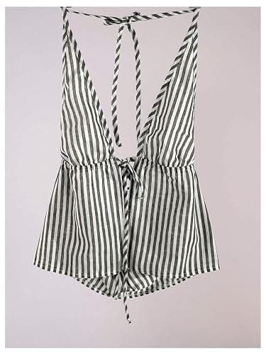 SweatyRocks Women's Sexy Striped Tie Front Halter Tops Sleeveless Drawstring Summer Cami Tops thumbnail 4