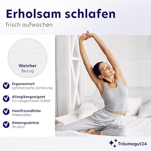 Träumegut24 AquaFlex 7-Zonen Matratze 140x200 cm | H2&H3 | Ergonomische Kaltschaummatratze | Hypoallergen & Antibakteriell | Bezug abnehmbar & waschbar | Oeko-TEX® | (19cm, 140 x 200 cm) thumbnail 7