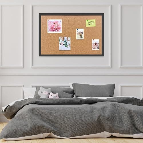 Yunihome Cork Bulletin Board, 13''x18''-2pack Hanging Cork Board Wooden Framed with Pins for Wall, Dorm Room, Office, Home Decor – Natural Cork & Black Frame thumbnail 5