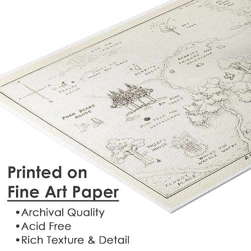 Winnie The Pooh Hundred Acre Wood Map - 11x14 Art Print (Unframed) | Neutral Nursery Decor | Kids Bedroom Wall Decor | A. A. Milne | Boys Room or Girls Room Artwork | Vintage Original Drawing thumbnail 3