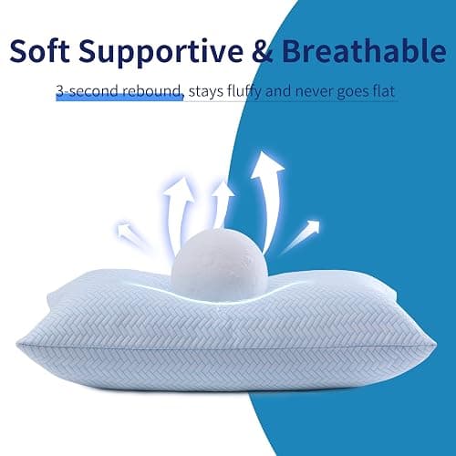 DOWNCOOL Cooling Pillow Queen Size Set of 2, Adjustable Shredded Memory Foam Pillows for Sleeping, Cool Bed Pillows for Hot Sleepers, Supportive Firm Pillow for Side Back Stomach Sleepers, 20"X30" thumbnail 8