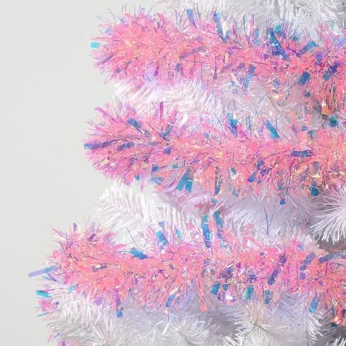 LOMIMOS 17 Ft Easter Christmas Tinsel Garland,Pink Glittering Decoration for Xmas Tree Party Wedding Supplies thumbnail 5