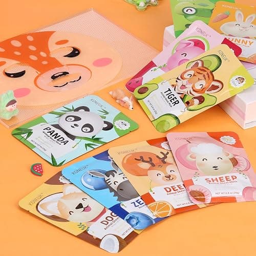 9 Pack Animal Face Masks Skincare for Kids, Spa Party Gifts for Teen Girls | Bulk Sheet Hydrating Face Mask for Kids Skin Care, Collagen Face Mask for Teens Women, Sleepover Party Supplies thumbnail 7