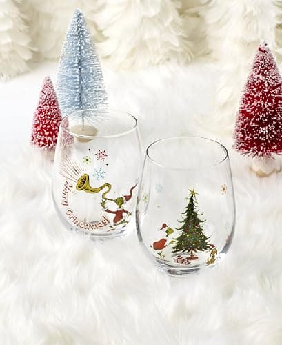 Lenox 896895 Merry Grinchmas Glass Tumblers, Set of 4, Assorted, Christmas Drinkware, Holiday Hosting thumbnail 3