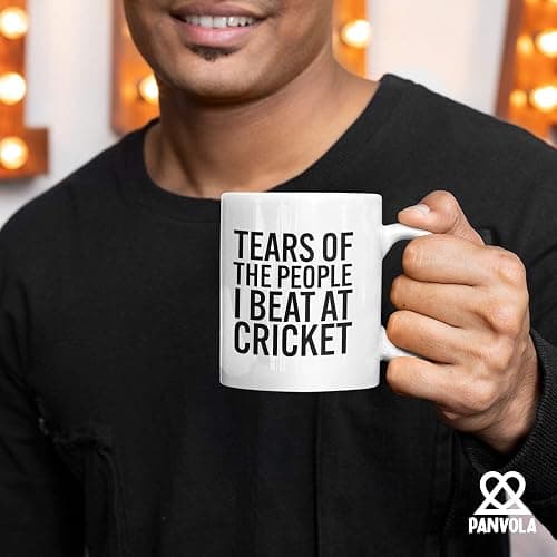 Panvola Tears Of The People I Beat At Cricket Funny Cricket Gifts For Coach Team Players Friends Brother Boyfriend Son From Mom Girlfriend Ceramic Coffee Mug (White, 11 oz) thumbnail 2