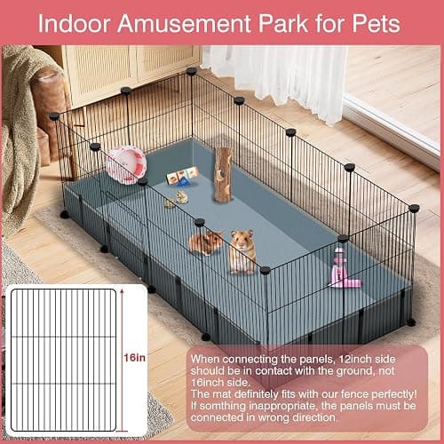 VISCOO 12 Panels Small Animal Playpen, 48" x 24" x 16" Pet Playpen with Waterproof Mat, C&C Cage for Guinea Pigs, Puppy Play Pen, Bunny Playpen, Indoor Outdoor Portable Metal Wire Yard Fence thumbnail 4