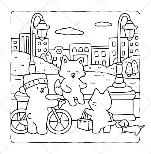 Fuzzy Life: Cute & Cozy Coloring Book for Adults & Teens Featuring Adorable Animal Friends in Everyday Moments for Stress Relief thumbnail 7