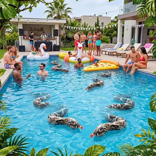 Hiboom 1 Pc Inflatable Fake Snake 39 Inch Inflatable PVC Python for Pool Floats Blow Up Animals for Garden Scare Birds Jungle Party Decorations thumbnail 5