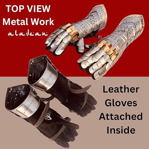 ALADEAN Medieval Gauntlets Warrior Steel Gloves German Gothic Style Knight Fantasy Armor Costume for Cosplay LARP SCA prop thumbnail 5
