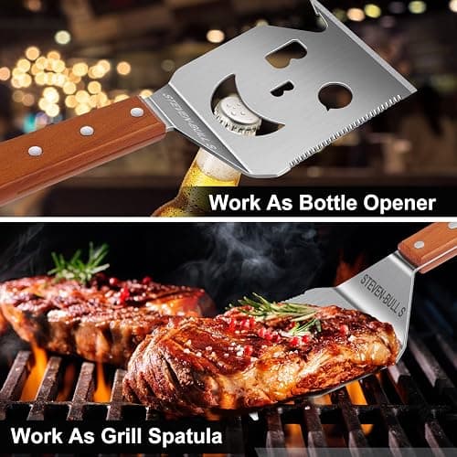 BBQ Accessories for Grill, 7 in 1 Grill Spatula with Fork,17 Inch Barbecue Tools, Dad Gifts, Gifts for Men, Dad, Husband thumbnail 4