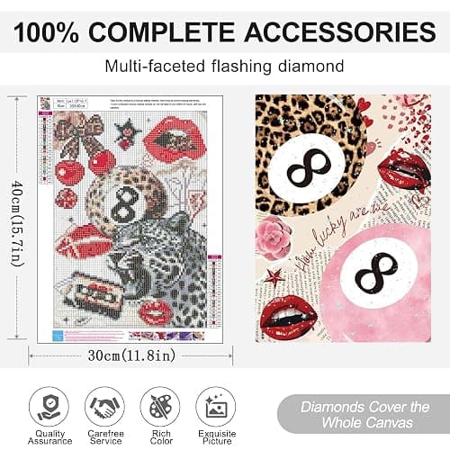 Leopard Diamond Art Kits for Adults, Diamond Painting Kits for Beginner DIY | 6 Pack Coquette Diamond Dots Round Full Drill Crafts for Gem Art Dot Art for Adults Home Wall Decor for Teens 5D Boy 12x16 in thumbnail 7