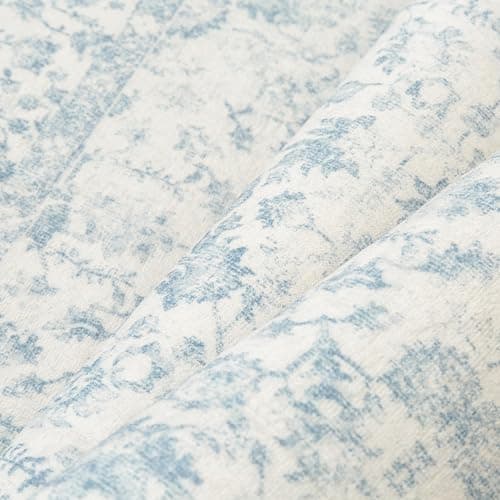PureCozy 5x7 Blue Area Rug Non Slip Vintage Living Room Distressed Machine Washable Carpet Traditional Indoor Bedroom Blue Retro Floral Accent Throw Rug for Office Kitchen Dorm Dining Room thumbnail 6