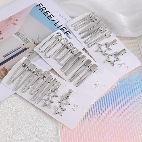 EnixwH 24 Pièces Barettes Cheveux Femme Argent Epingle Cheveux Femme Metal Hair Clip Géométrique, Barrettes Enfants Fille Antidérapante pour Les Fêtes, Les Mariages, Les Tenues De Tous Les Jours thumbnail 6