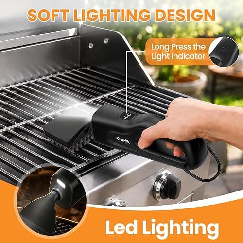 Electric Grill Brush with LED Light, Grill Cleaner for Outdoor Grill（Black） | Reciprocating Cleaning Action, Hot Grill Cleaning, Brushless Motor, 3-5H Runtime, LED Light, Ergonomic Handle, 4 Heads Kit thumbnail 3