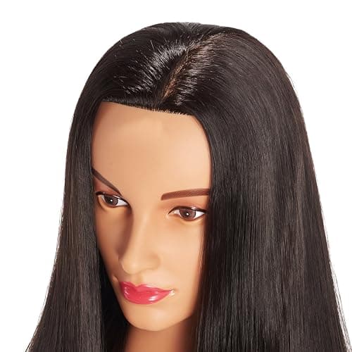 Hairingrid 26"-28" Mannequin Head Hair Styling Training Manikin Cosmetology Doll Head Synthetic Fiber Hair and Free Clamp Holder (Black) thumbnail 3
