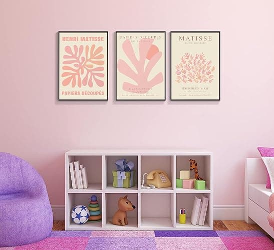 libitea 3 pcs Pink Coral Canvas Wall Art Abstract Minimalist Light Pink Preppy Wall Decor Pink Flower Market Poster Printing Artwork for Girls Room Dorm Bedroom Living Room Home Decoration thumbnail 8