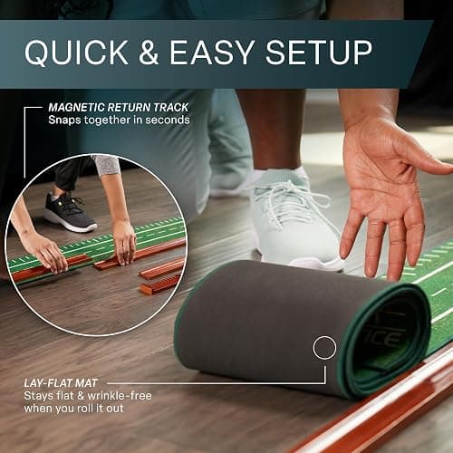 Perfect Practice Golf Putting Mat - Portable Putting Green, Indoor & Outdoor Practice, with Ball Return - Golf Training Aid for Home, Office, Backyard - Golfing Gifts for Men thumbnail 5