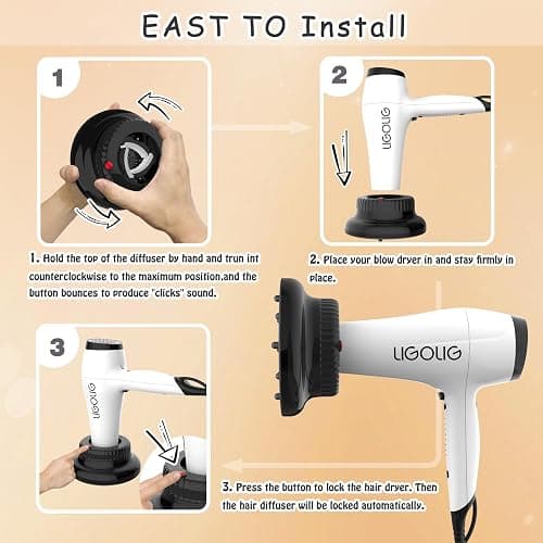 LIGOLIG Hair Difuser Attachment Universal Diffuser Hair Dryer for 1.4-inch to 2.4- inch Blow Dryer, Hair Diffuser for Curly Hair and Natural Wavy Hair (Black) thumbnail 5