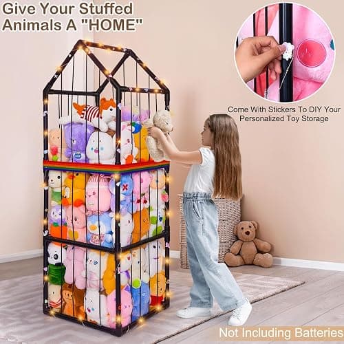 Stuffed Animals Storage Zoo Plushies Toy Storage Organizer Unicorn Castle PVC Stuffed Animals Holder Kids Toy Storage Playroom Nursery Storage Shelf | Zoo, Plushies, Shelf thumbnail 6