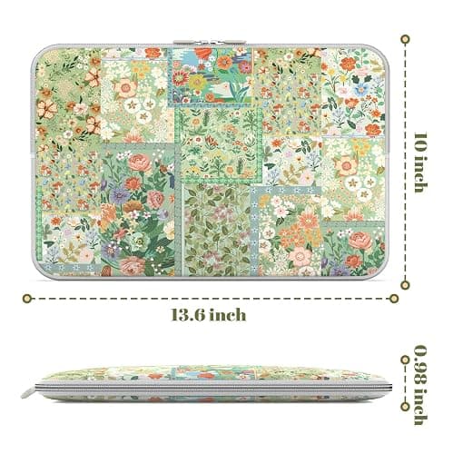 iCasso Laptop case 13 inch for MacBook Air 13-13.6 inch,Aesthetic Laptop Sleeve for MacBook Pro 13 inch 14 inch, Slim Protective Travel Carrying Case Sleeve for 13 inch Chrome, HP, Dell,Green Puzzle thumbnail 2
